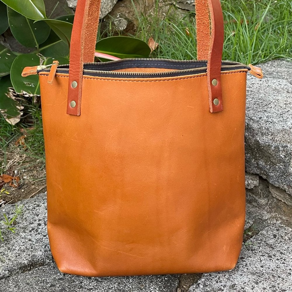 Vintage Portland Leather Goods Small Saddle Leather Tote